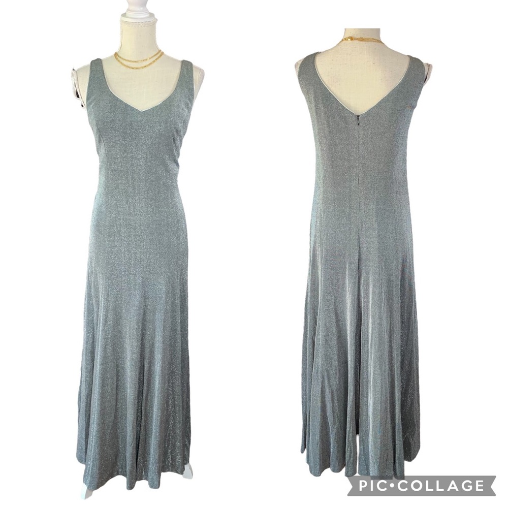 Vintage silver chrome evening gown size 12